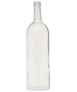 Glassflaske " Bordeaux" 1000 ml klar MCA2. Stor vinflaske i klart glass.