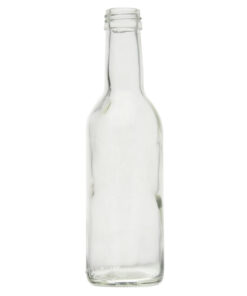 Glassflaske ”Bordeaux” 250 ml klar MCA2. Må klare flasker som passer til skrukork og drikkevarer som snaps, brus, øl, juice, cider, saft,