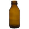 Glassflaske Med. 100 ml, 28 mm. Liten, brun medisinflaske som kan brukes til medisiner og urtedrikk, urtebrygg eller hvorfor ikke til snaps, drikkeprøver av juice eller noe lignende.