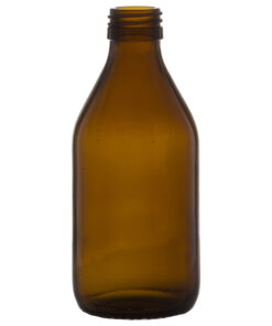 Glassflaske Med. 250 ml, 28 mm. Medium store og brune flasker i glass som passer til medisin og urtebrygg eller til juice, øl, hjemmebrygg eller lignende drikkevarer.