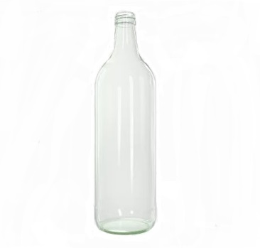 Stor glassflaske 1000 ml "Kurzhals". Blank og klar 28 mm MCA. En blank glassflaske som passer til vin, øl, juice, cider, olje, hjemmebrygging og safting og mye annet.