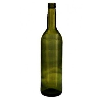 Glassflaske Bordeux 750 ml. Antikkgrønn flaske som passer til vin, olivenolje, cider, saft eller mye annet.
